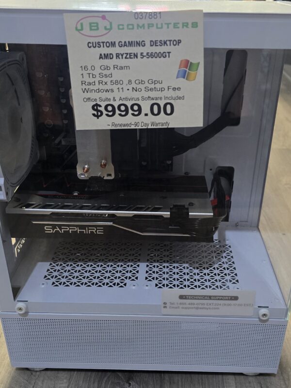 Custom Built Gaming Desktop- Amd Ryzen 5-5600Gt , 16GB Ram, 1 Tb Ssd ,Rad Rx 580 Gpu