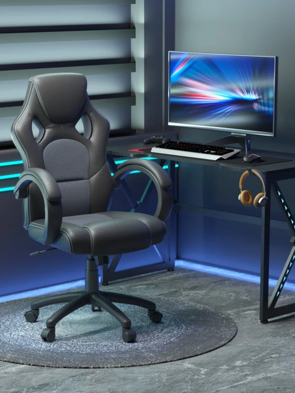 HOMCOM Racing Gaming Chair (Grey) — Office/Computer Desk Gamer Chair