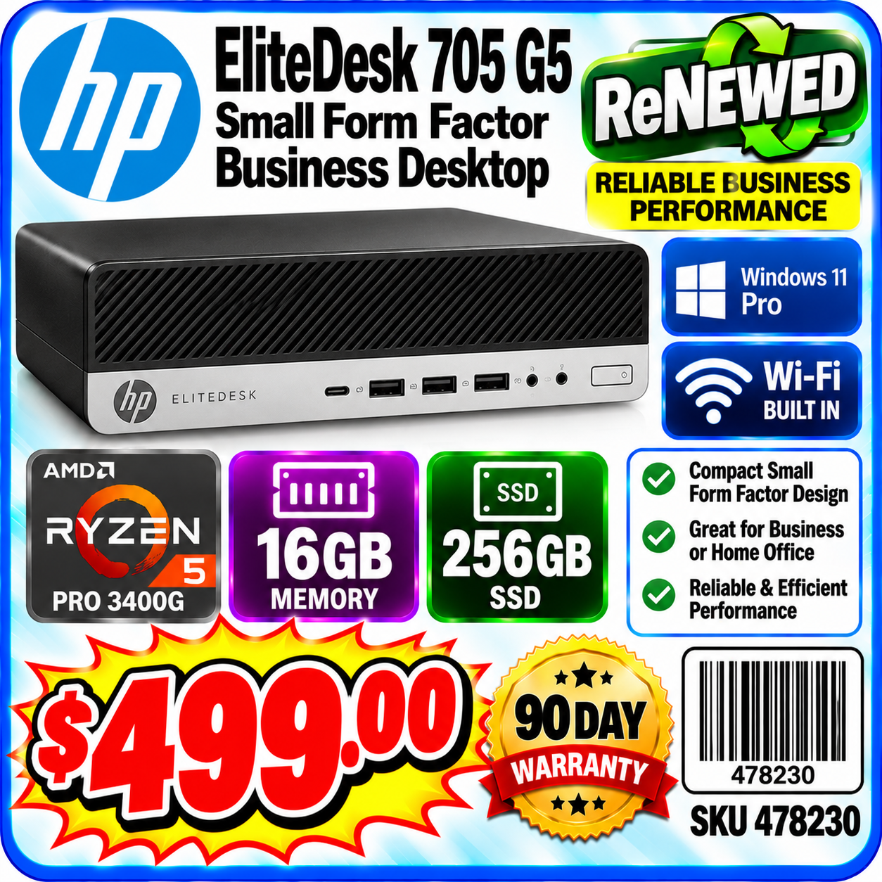 🖥️ HP EliteDesk 705 G5 Small Form Factor Business Desktop - Image 2