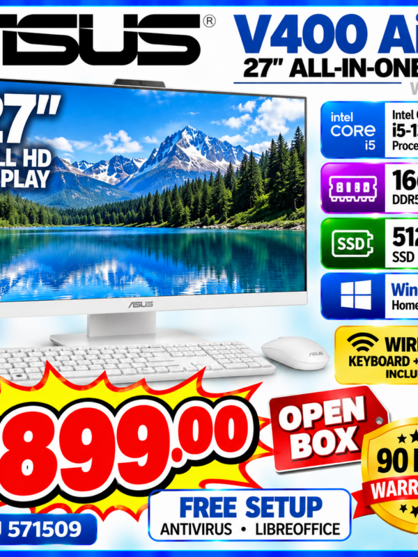 🖥️ ASUS V400 AiO 27" All-in-One PC – White